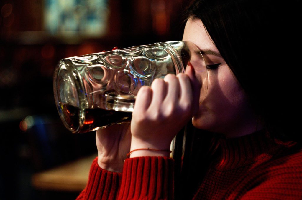 A girl drinking alcohol