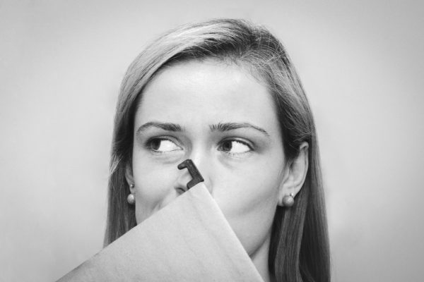 A shy woman